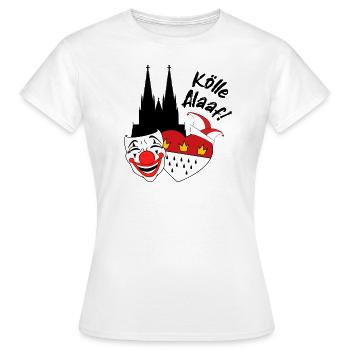 Karneval Kostüm Kölle Alaaf Clown Wappen Dom Köln - Frauen T-Shirt - Weiß - Vorne - AI Model Female 172 dark (172cm)