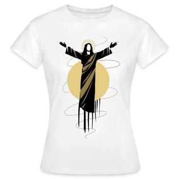 Jesus with uplifted arms – faith - Women's T-Shirt - white - Front - AI Model Female 172 dark (172cm)
