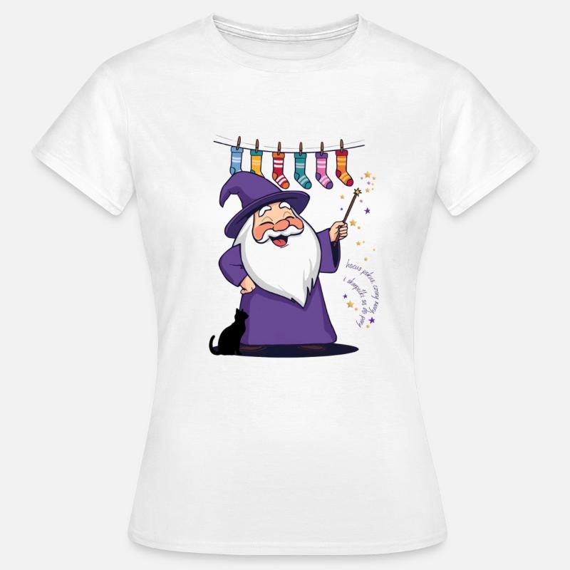 Der Zauberer und die Socken - Frauen T-Shirt - Weiß