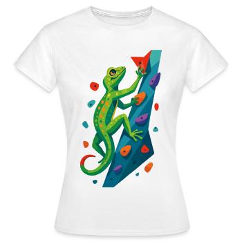 Bouldering Gecko Climbing Animal Climbing Lizard Gift - Women's T-Shirt - white - Front - AI Model Female 172 dark (172cm)
