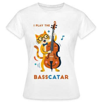 Bass-Katzen-Symphonie - Frauen T-Shirt - Weiß - Vorne - AI Model Female 172 dark (172cm)