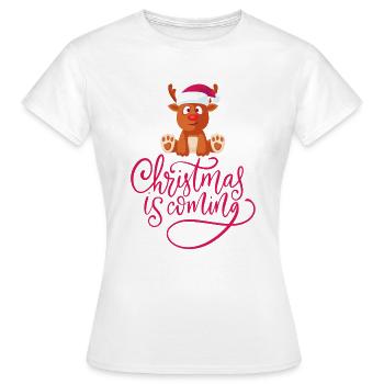 Weihnachten Noël à venir Renne de Noël Rentier - T-shirt Femme - blanc - Devant - AI Model Female 172 dark (172cm)