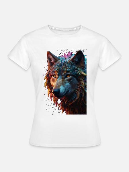 Wolf Wolfskopf Raubtier Geschenk - Frauen T-Shirt - Weiß
