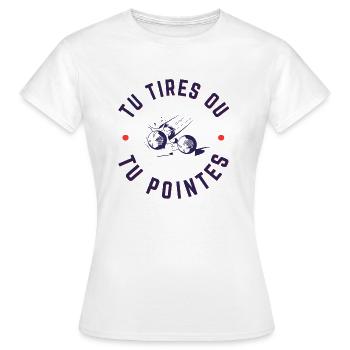 Tu tires ou tu pointes - T-shirt Femme - blanc - Devant - AI Model Female 172 dark (172cm)