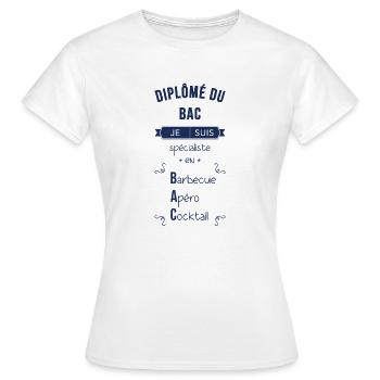 Spécialiste en BAC - T-shirt Femme - blanc - Devant - AI Model Female 172 dark (172cm)
