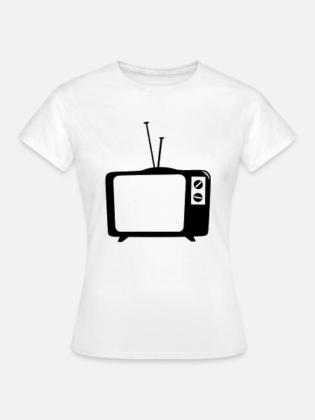 TV, TV, tv, platte tv, led, scherm, buis, retro, - Vrouwen T-shirt - wit