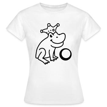 Roi grenouille avec boule d’or - ligne - T-shirt Femme - blanc - Devant - AI Model Female 172 dark (172cm)