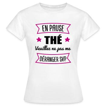 cadeau marrant femme pause thé | bureau travail - T-shirt Femme - blanc - Devant - AI Model Female 172 dark (172cm)