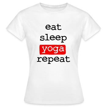 Manger du sommeil Yoga répéter - Manger Sommeil Répéter - T-shirt Femme - blanc - Devant - AI Model Female 172 dark (172cm)
