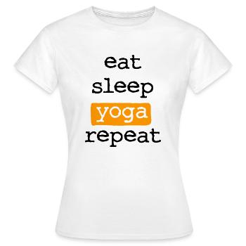 Manger du sommeil Yoga répéter - Manger Sommeil Répéter - T-shirt Femme - blanc - Devant - AI Model Female 172 dark (172cm)
