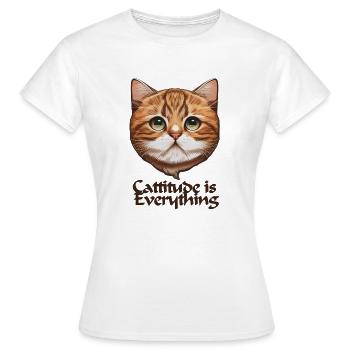Cattitude is Everything - Frauen T-Shirt - Weiß - Vorne - AI Model Female 172 dark (172cm)