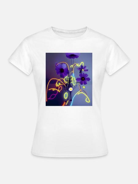 Blumen violett - Frauen T-Shirt - Weiß