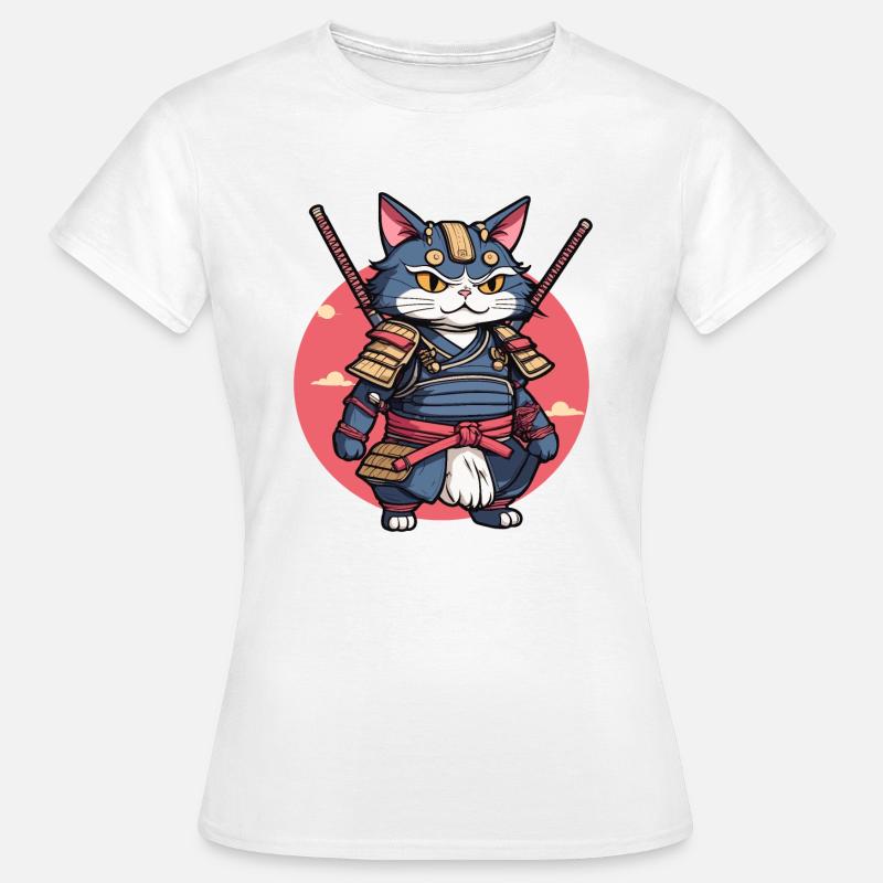 Chat samouraï #2 - T-shirt Femme - blanc