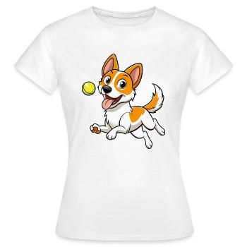 Energischer Spielzeug Foxterrier holen Tennisball Kunst - Frauen T-Shirt - Weiß - Vorne - AI Model Female 172 dark (172cm)
