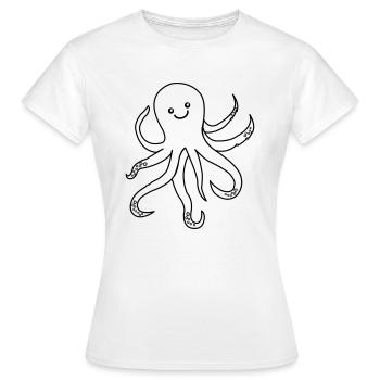 Pieuvre Pieuvre - T-shirt Femme - blanc - Devant - AI Model Female 172 dark (172cm)