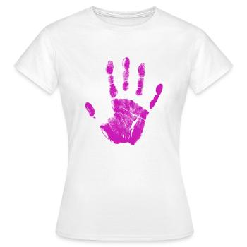 Empreinte de main, identité peinte, doigts et paume - T-shirt Femme - blanc - Devant - AI Model Female 172 dark (172cm)