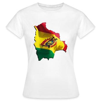 Drapeau de la Bolivie sur la carte de la Bolivie - T-shirt Femme - blanc - Devant - AI Model Female 172 dark (172cm)