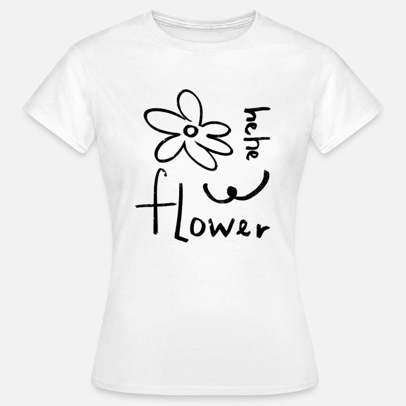 Floral Linear Doodle Drawing - Women's T-Shirt - white
