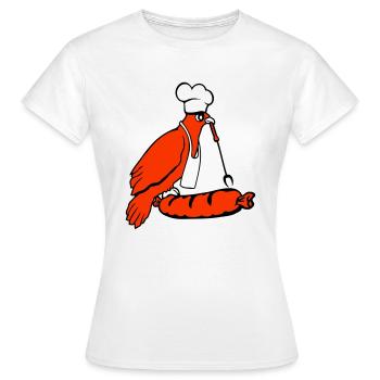 Oiseau griller des saucisses griller délicieusement manger des saucisses - T-shirt Femme - blanc - Devant - AI Model Female 172 dark (172cm)