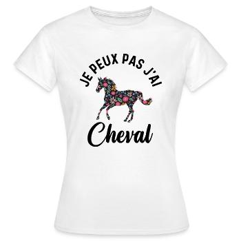 Je Peux Pas J'ai Cheval Cadeau Fleuri - T-shirt Femme - blanc - Devant - AI Model Female 172 dark (172cm)
