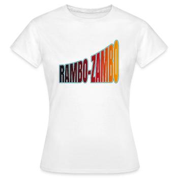 "RAMBO-ZAMBO" - Bundeskanzler Merz, Bundestagswahl - Frauen T-Shirt - Weiß - Vorne - AI Model Female 172 dark (172cm)