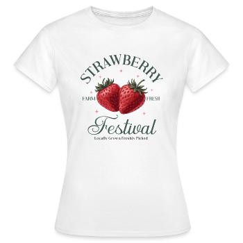 Erdbeeren Strawberry Festival Erdbeerfest Sommer - Frauen T-Shirt - Weiß - Vorne - AI Model Female 172 dark (172cm)