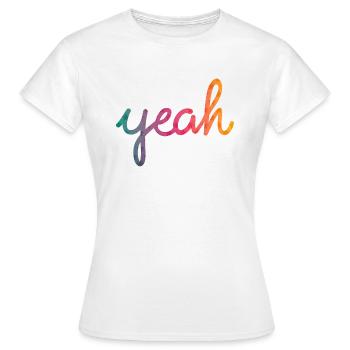 Yeah Typographie arc-en-ciel - T-shirt Femme - blanc - Devant - AI Model Female 172 dark (172cm)