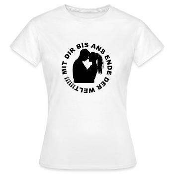Bis ans Ende der Welt Liebe Love Valentinstag - Frauen T-Shirt - Weiß - Vorne - AI Model Female 172 dark (172cm)