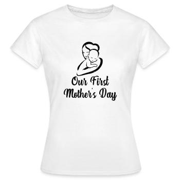 Notre première maman et bébé fête des mères - T-shirt Femme - blanc - Devant - AI Model Female 172 dark (172cm)