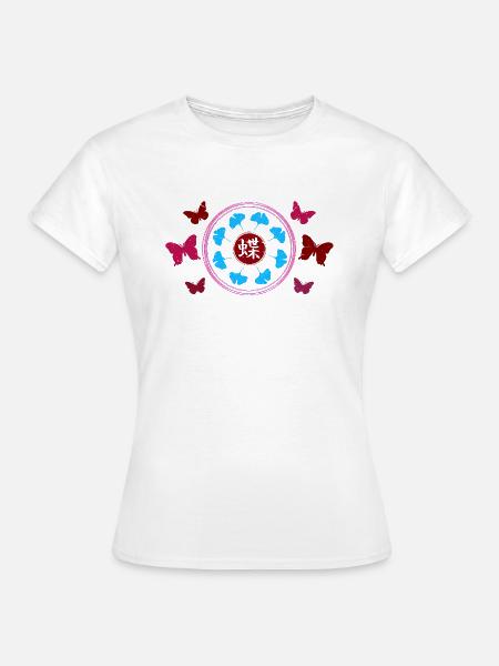 Japan Style (Schmetterlinge) 01 - Frauen T-Shirt - Weiß