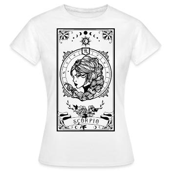 Skorpion Sternzeichen Tarotkarte - Frauen T-Shirt - Weiß - Vorne - AI Model Female 172 dark (172cm)