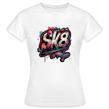 SK8 skateboard - Frauen T-Shirt - Weiß - Vorne - AI Model Female 172 dark (172cm)
