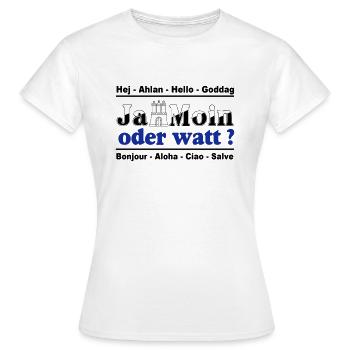 Hamburg , Tradition , Ja Moin oder watt (25) - Frauen T-Shirt - Weiß - Vorne - AI Model Female 172 dark (172cm)