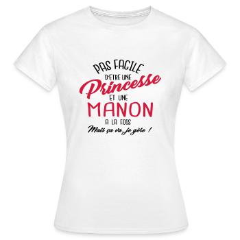 Princesse et Manon - T-shirt Femme - blanc - Devant - AI Model Female 172 dark (172cm)