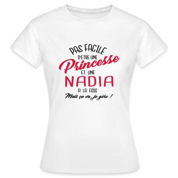 Princesse et Nadia - T-shirt Femme - blanc - Devant - AI Model Female 172 dark (172cm)