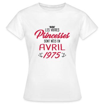 Princesses nées en avril 1975 - T-shirt Femme - blanc - Devant - AI Model Female 172 dark (172cm)