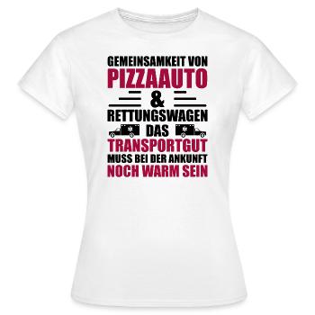 Gemeinsamkeit von Pizzaauto & Rettungswagen Sanitä - Frauen T-Shirt - Weiß - Vorne - AI Model Female 172 dark (172cm)