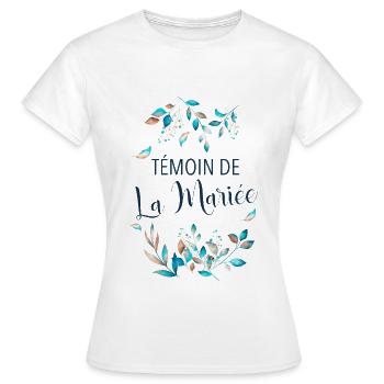 Mariage Témoin de la mariée - T-shirt Femme - blanc - Devant - AI Model Female 172 dark (172cm)