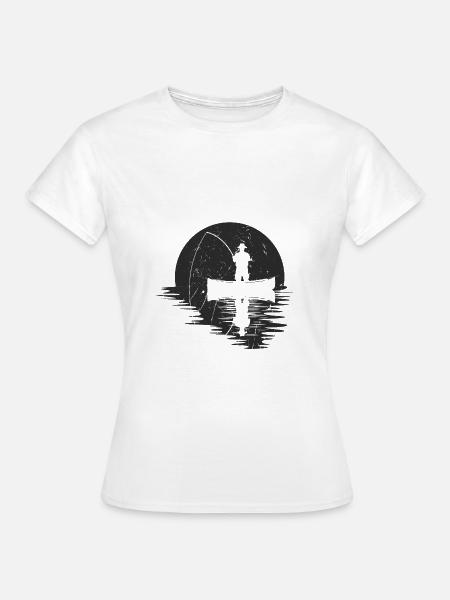Vollmond Angler - Frauen T-Shirt - Weiß