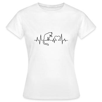 Katze Herzschlag - Frauen T-Shirt - Weiß - Vorne - AI Model Female 172 dark (172cm)
