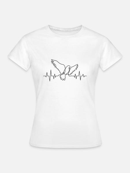 Tauben Herzschlag - Frauen T-Shirt - Weiß
