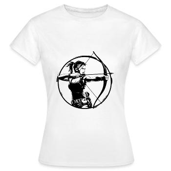 Bogenschießen Silhouette - Frauen T-Shirt - Weiß - Vorne - AI Model Female 172 dark (172cm)