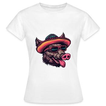 Wildschwein Sombrero - Frauen T-Shirt - Weiß - Vorne - AI Model Female 172 dark (172cm)