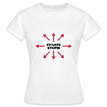 I'm with stupid :) (V) - T-shirt Femme - blanc - Devant - AI Model Female 172 dark (172cm)