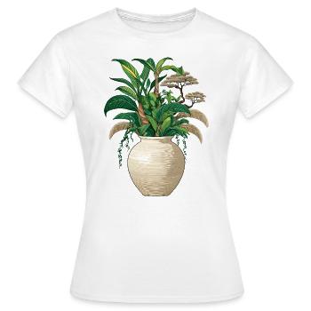 Vase mit Jungle - Tropisch - Frauen T-Shirt - Weiß - Vorne - AI Model Female 172 dark (172cm)