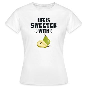 La vie est plus douce avec la poire - T-shirt Femme - blanc - Devant - AI Model Female 172 dark (172cm)
