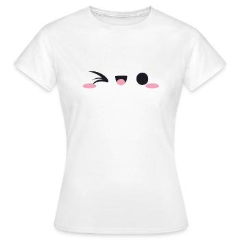 Kawaii Gesicht zwinkernd Emotion - Frauen T-Shirt - Weiß - Vorne - AI Model Female 172 dark (172cm)