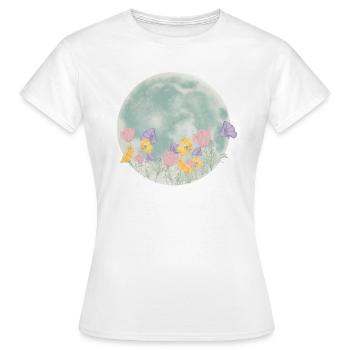 Blumiger Mond - Frauen T-Shirt - Weiß - Vorne - AI Model Female 172 dark (172cm)