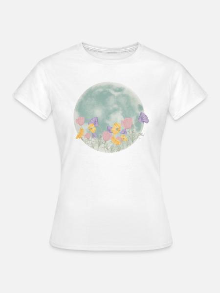 Blumiger Mond - Frauen T-Shirt - Weiß