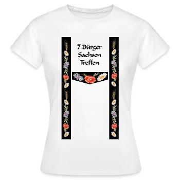 T-Shirt mit Text Siebenbuerger Sachsentreffen - Frauen T-Shirt - Weiß - Vorne - AI Model Female 172 dark (172cm)